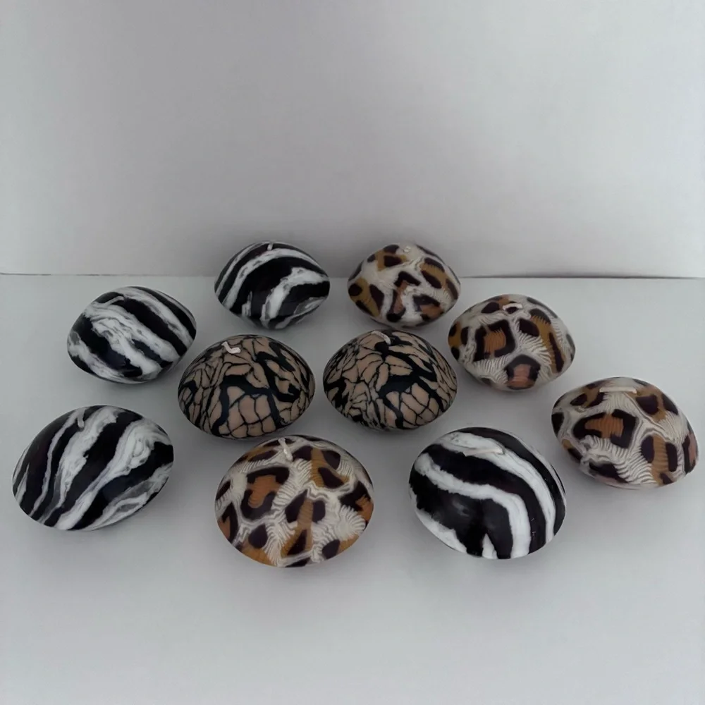 UNSCENTED Animal Print Candles  Shape: “mini-dome/mushroom” Total 10 candles